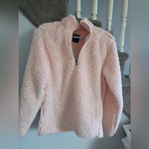Oxford Plush Sherpa Half-Zip Pullover in Light Pink